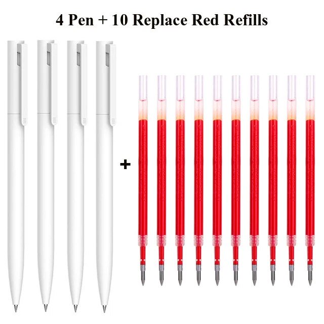 Relayinert Stylos Gel Mi Originaux, Stylo Gel, 0,5 mm, Encre Bleu Noir Rouge, Lot de 4