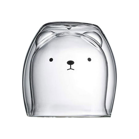 

PhoneSoap Scald Cartoon Double Glass Milk Coffee Cup With Round Mouth 1PCS