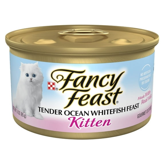 Purina Fancy Feast Kitten Food Wet Cat Food Ocean Whitefish 3 oz Can (Pack of 9)