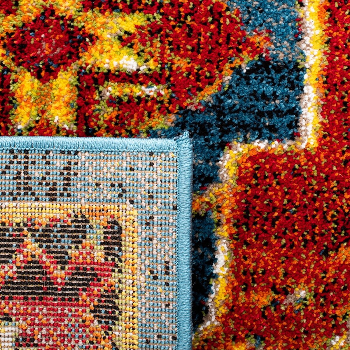 SAFAVIEH Vintage Hamadan Carmelo Oriental Area Rug, Blue/Orange, 6'7" x 6'7" Square
