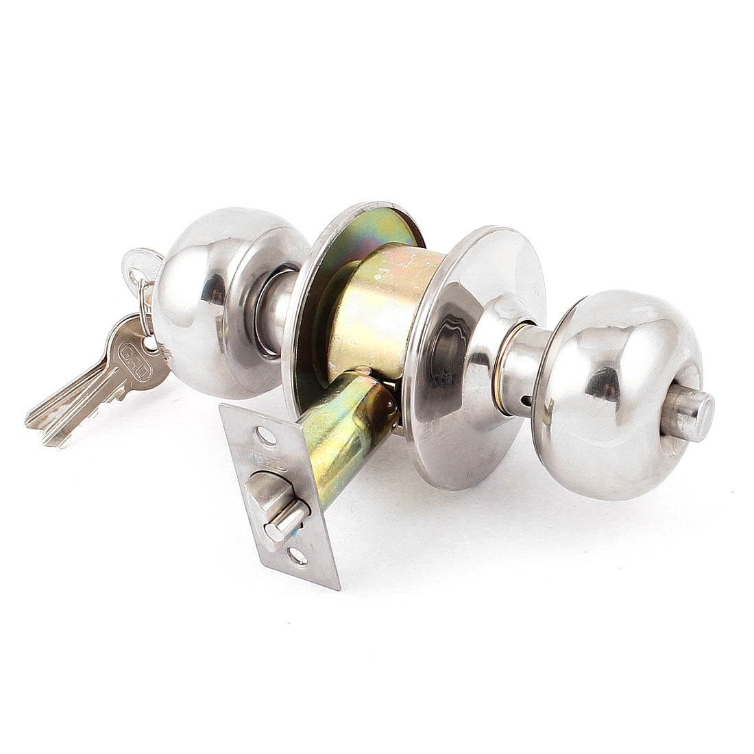 Uxcell Household Bedroom Bathroom Metal Push-Button Keyed Oval Handle Door Knob Lock Set Latch