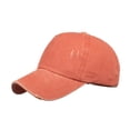 thumbnail image 2 of Toptie Women 3-Stripe Ponytail Baseball Cap Distressed Washed Messy High Bun Ponytail Hat-Orange, 2 of 7