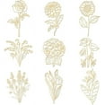 thumbnail image 1 of 9 pegatinas metálicas autoadhesivas de 1,6 x 1,6 pulgadas con diseño de flores, girasoles y rosas, doradas., 1 of 9