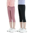 thumbnail image 3 of 2 Pack Girls Capri Leggings Kids Workout Tights Gym Athletic Dance Yoga 3/4 Legging High Waist Shark Pants 4-13Y, 3 of 12