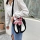thumbnail image 3 of Bolso bandolera con orejas de conejo, bolso cruzado con lazo encantador de tela Oxford de verano para niñas, negro, 3 of 5