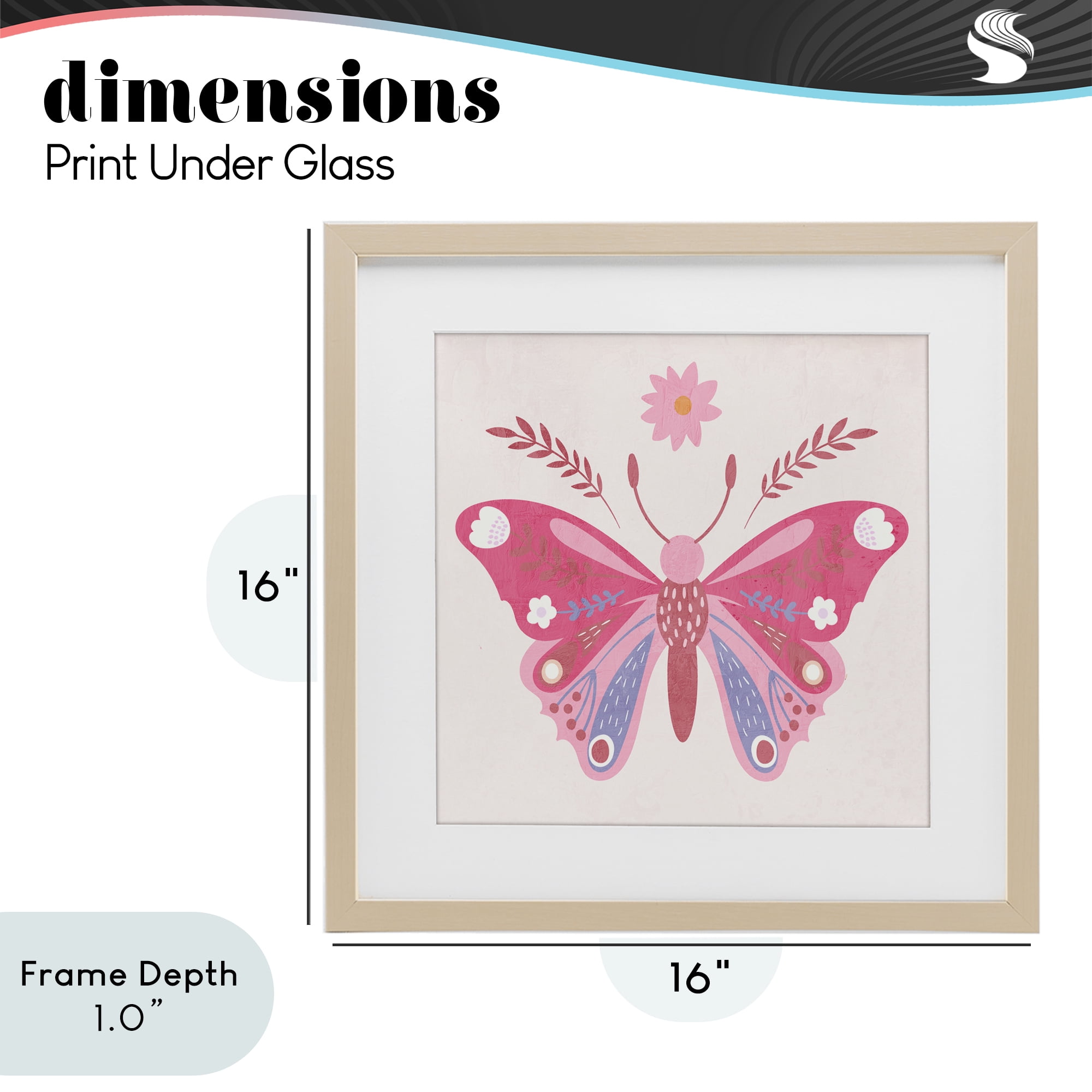 Stupell Industries Folk Butterfly in Pink Birch Framed Print Under Glass, design by Kim Allen