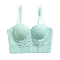 thumbnail image 4 of Xfvqtps Womens Corset Crop Tops Sling Tube Top Solid Color Flexible Boned Support Spaghetti Straps Bustier Vest Waist Corset Green, 4 of 5