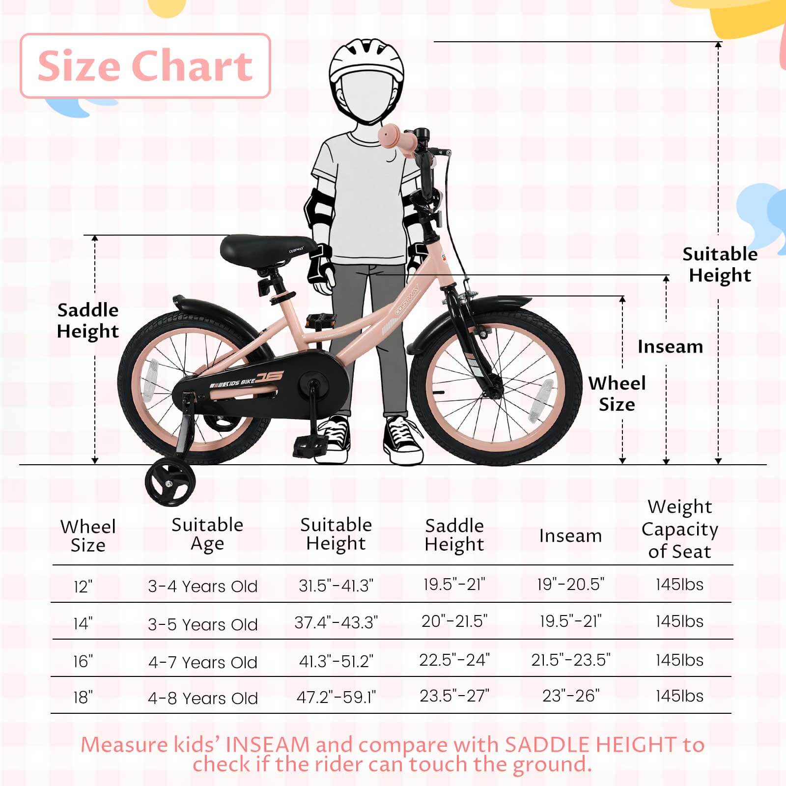 Costway 16-Inch Kids Bike with Training Wheels and Dual Brakes photo 3