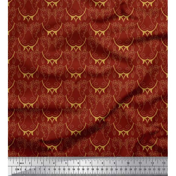 Soimoi Polyester Crepe Fabric Women Face Print Fabric by The Yard 42 Inch Wide