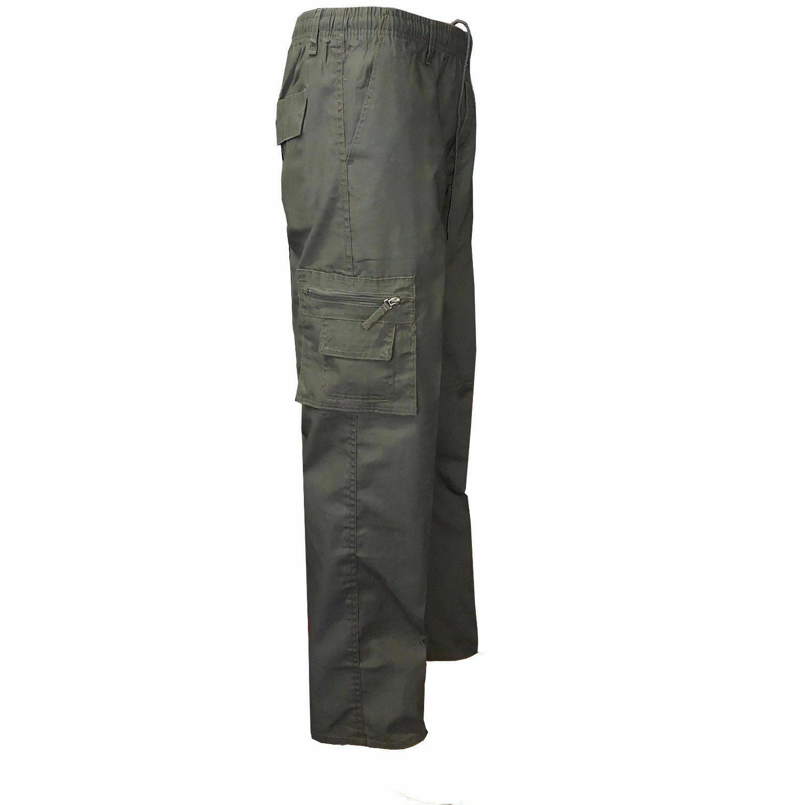 Men's Elasticated Cargo Combat Work Lightweight Trousers Casual Pants Bottoms 