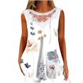thumbnail image 2 of ICHUANYI Clearance Women Fashion Summer Sexy Fold Printed Regular Lace Sleeveless V Neck Button Top(Gray, XXL) ICHUANYI WER2023080703409, 2 of 5