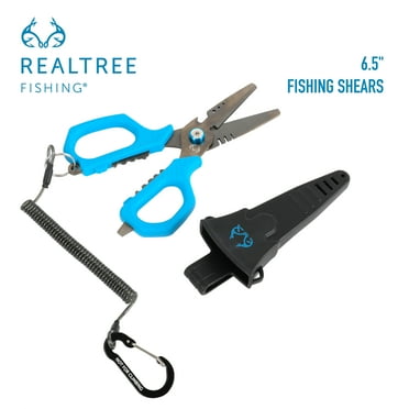 Realtree Fishing 6.5-inch Compact Shears with Protective Sheath Stainless Steel Blue