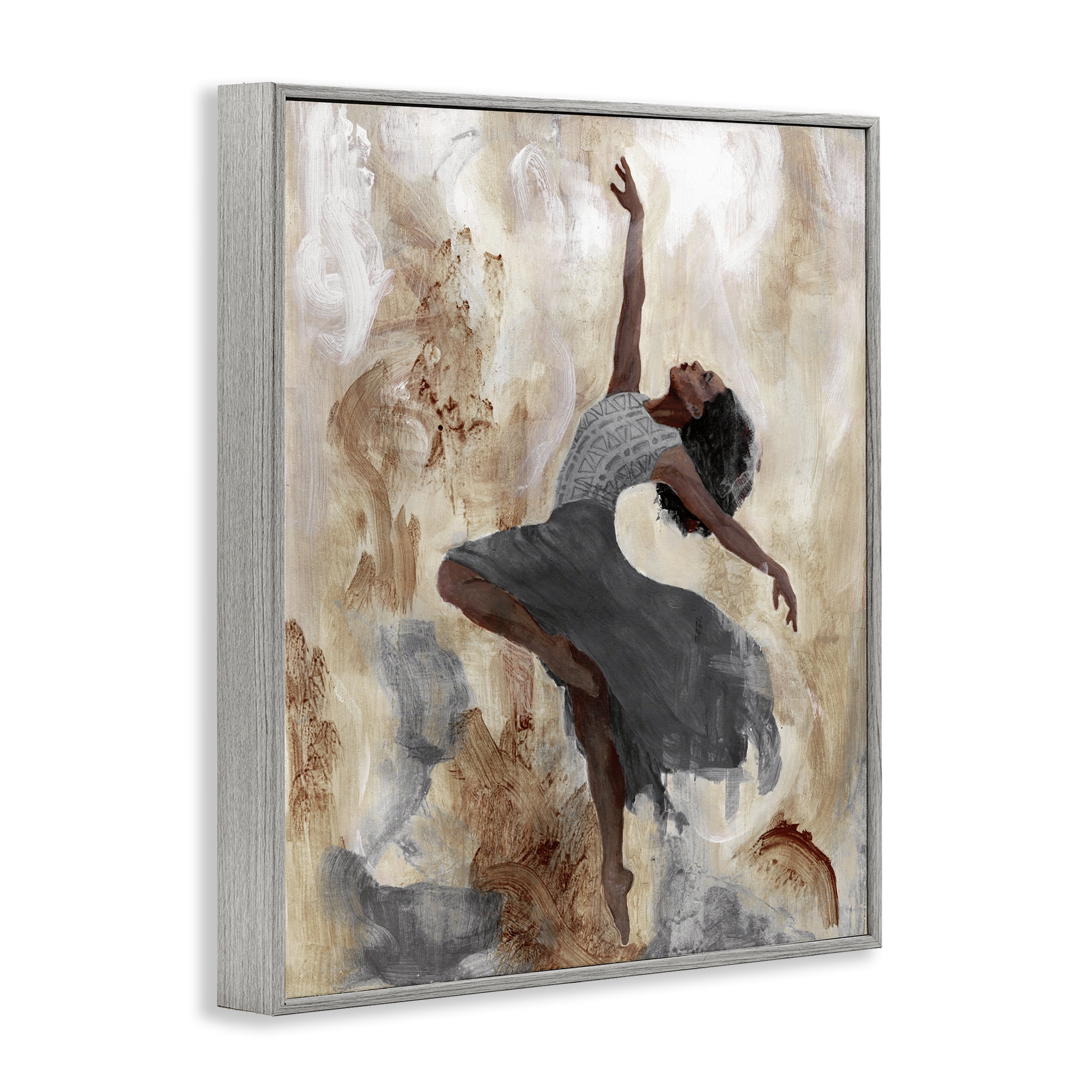 Stupell Industries Rustic Dancing Woman Novelty Painting Gray Framed Art Print Wall Art, 24 x 30