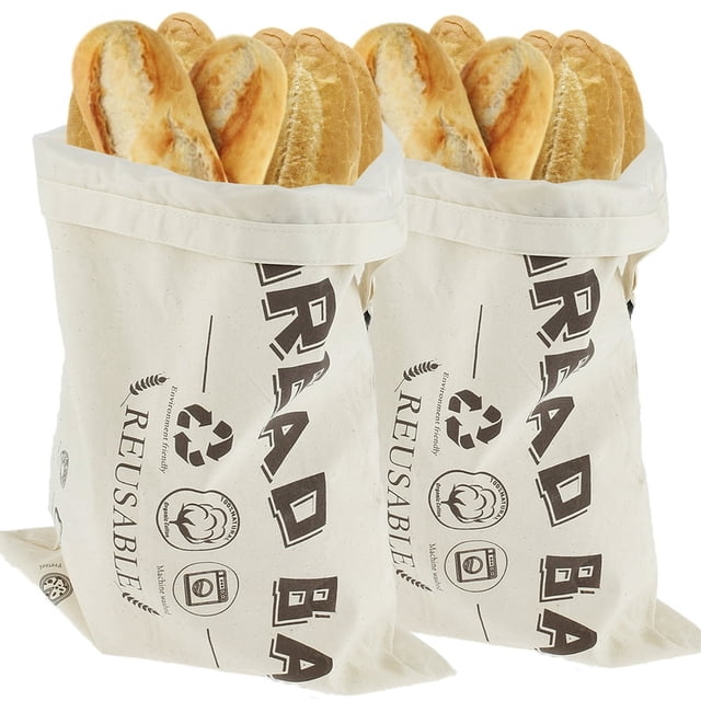 2Pcs Bread Bags Reusable Freezer Bread Storage Bags Eco-friendly Bread Container with Double Lining Food Storage Bag for Homemade Bread Loaf Hot Dog Buns Bagels