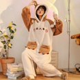 thumbnail image 1 of Pijamas con capucha de Invierno para mujer, ropa de dormir con bolsillo, bonito Anime de dibujos animados, conejo rosa, mono grueso de una pieza para adultos, ropa de dormir de Navidad, 1 of 4