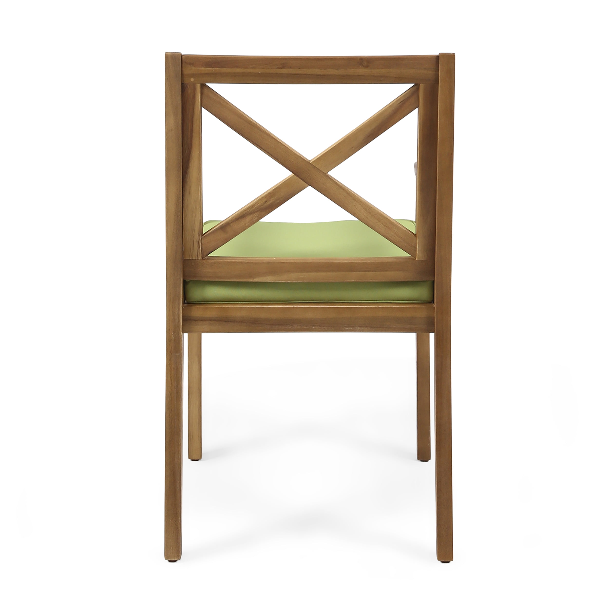 MAYEERTY DINING CHAIR 2PCS with 2 Green Cushions Outdoor Use for Backyard Poolside Garden