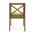 thumbnail image 6 of GDF Studio Abena Outdoor Acacia Wood Dining Chairs with Cushion, Set of 2, Teak and Green, 6 of 6