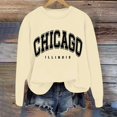 thumbnail image 4 of Women Fashion Sweatshirts Letter Print Long Sleeve Crew Neck Hoodless Loose Fit Pullover Tops Light Yellow, 4 of 6