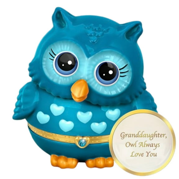 The Bradford Exchange Granddaughter, Owl Always Love You' Birthstone Music Box Collection Issue #13: December Heirloom Porcelain Music Box with 'You Are My Sunshine' Melody" 4.5-Inches
