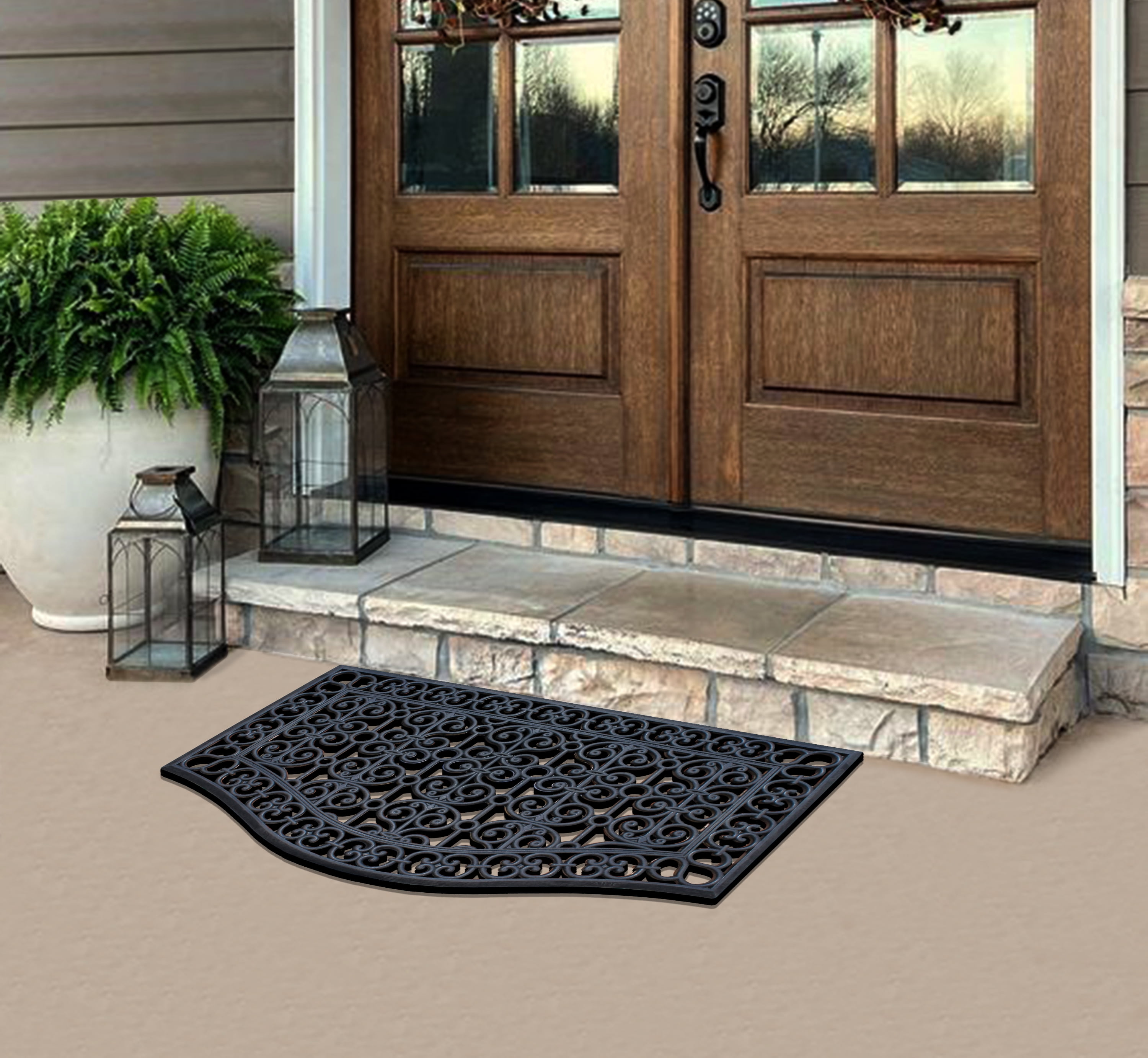A1HC 12lb Heavy Duty Rubber Doormat 24"x39" - Won't Blow Away, Outdoor Front Door Mat, Mud Dirt Scraper, Non-Slip Drainage Mat for Entryway Patio Garage