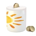 thumbnail image 3 of Grunge Piggy Bank, Sun Illustration Watercolor Brush Painting Style Playroom Picture, Ceramic Coin Bank Money Box for Cash Saving, 3.6" X 3.2", Yellow, by Ambesonne, 3 of 4