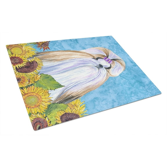 Caroline's Treasures Shih Tzu Glass Cutting Board Large