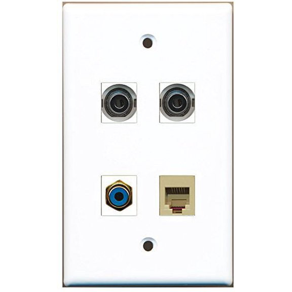 RiteAV - 1 Port RCA Blue 1 Port Phone RJ11 RJ12 Beige 2 Port 3.5mm Wall Plate