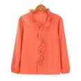 thumbnail image 3 of Endives Womens Long Sleeved Ruffled Shirt Casual Blouse Fall Tops Orange, 3 of 6