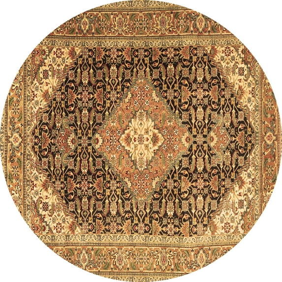 Ahgly Company Indoor Round Medallion Brown Traditional Area Rugs, 5' Round