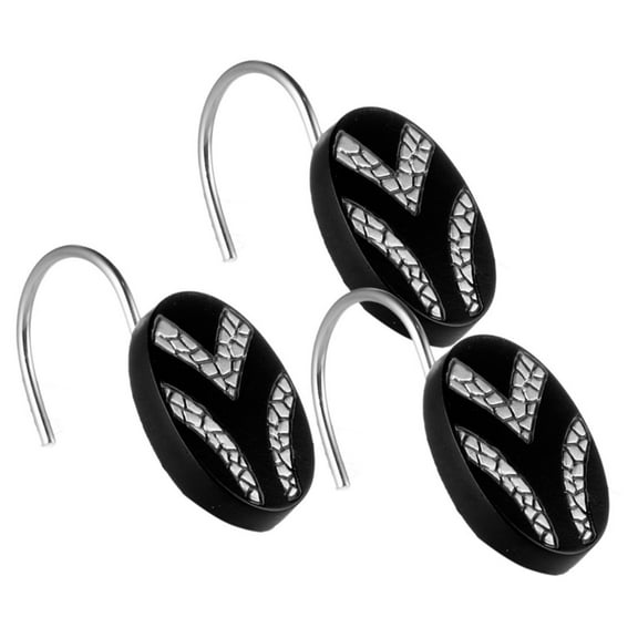 Sweet Home Collection Sinatra Black Collection - Bathroom Shower Curtain Hooks