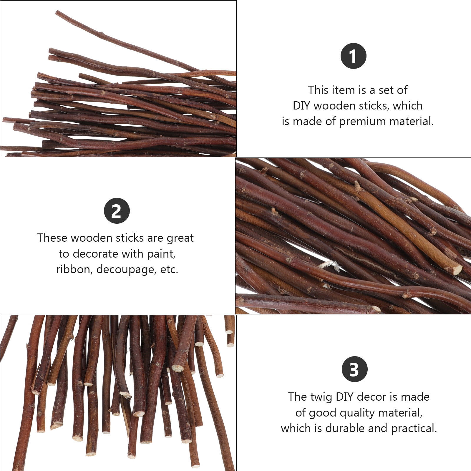 EXHUMKY BERTDOMD 120 Pcs Wooden Craft Sticks Twigs for Art Projects, Craft Supplies for Artists and Hobbyists