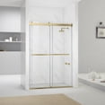 thumbnail image 2 of Vinnova Spezia 60" W x 76" H Double Sliding Frameless Glass Shower Door in Brushed Gold, 2 of 11