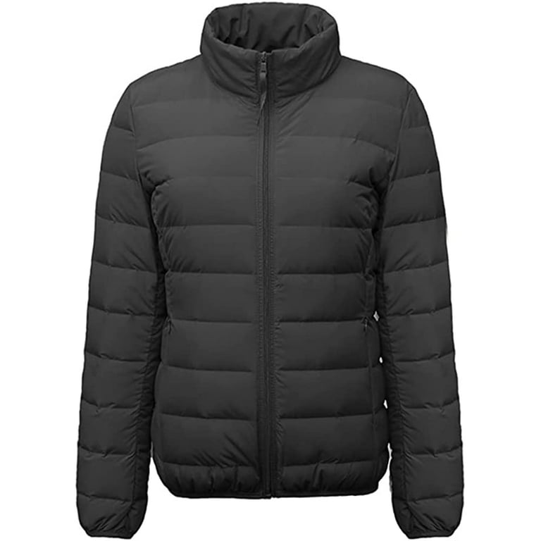 Short Down Jacket for Women Winter Plus Size Crop Puffer Jackets  Lightweight Bubble Stand-up collar Overcoat with Pocket, Black, Small :  : Clothing, Shoes & Accessories