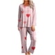 thumbnail image 2 of RKSTN Valentine's Gifts Pajamas Set for Women Oversized Crewneck Valentine's Day Loves Heart Graphic Printed Loungewear Matching Set Womens Casual Loose Long Sleeve T Shirt and Pjs Pant 2 Piece Set, 2 of 6
