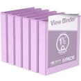 thumbnail image 1 of Davis Group Economy 3-Ring View Binders, 1.5" Round Rings, 350 Capacity, Lavender, Pack of 6, 1 of 4