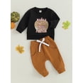 thumbnail image 3 of Wassery Baby Boys Halloween Clothes 6M 12M 18M 24M 3T Toddler Boys Long Sleeve Pumpkin Letter Print Sweatshirt Top Elastic Waist Sweatpants Infant Casual Fall Outfit 0-3Y, 3 of 8