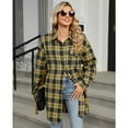 thumbnail image 6 of jinghuiyue Women Flannel Plaid Shirt Classic Button Down Long Sleeve Shirts Casual Business Cropped Tops with Pocket XXL, 6 of 7
