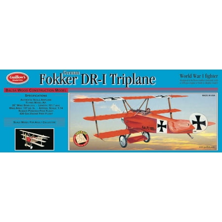 Guillow's Balsa Wood Flying Model Airplane Kit, Fokker DR-1 Triplane  (Best Model Airplane Kits For Beginners)
