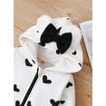 thumbnail image 4 of Bellafa Newborn Baby Fall Winter Outfit Fleece Lining Hooded Jumpsuit Infant Girl One Piece Romper Love Pattern Baby Warm Snowsuit, 4 of 6