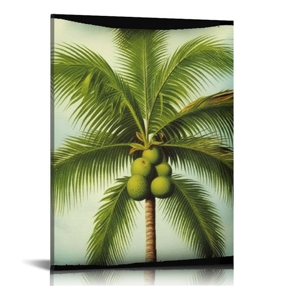 BCIIG Palm Tree Coconut Fine Art Aesthetic Poster Print for Living Room Bedroom Office Decor Pictures on Canvas 12x16 in