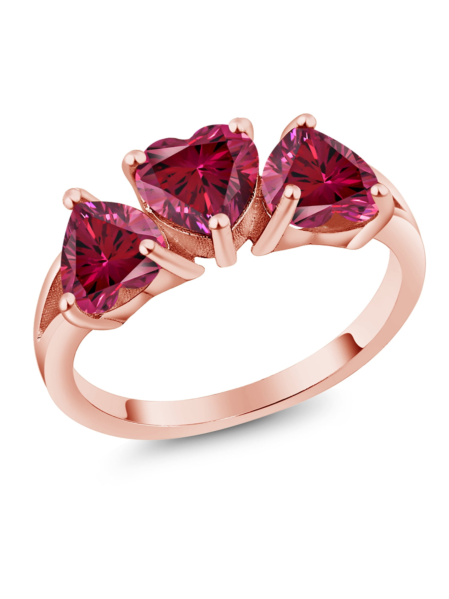 Gem Stone King Gem Stone King 18K Rose Gold Plated Silver 3Stone