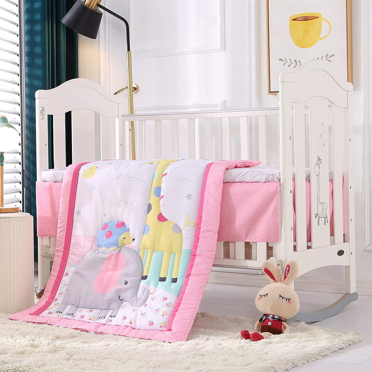 Pink baby girl crib bedding sale