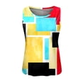 thumbnail image 3 of Workout Tank Tops Camisetas sin mangas con estampado de cuello redondo y cómodas para mujer, camisetas básicas de ajuste holgado informales de verano, blusa de playa (Yellow, XL), 3 of 4