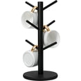 thumbnail image 2 of Coffee Mug Rack, Coffee Tree Mug Holders Countertop, Sturdy Wood Coffee Tree Mug Holder Stand with 6 Hooks, Non-Slip Mug Rack for Home Storage and Organizer, Black, 2 of 7