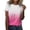 Pink, variant on Womens Summer Tops Women's T-Shirts Womens Daily Summer Gradient Print O Neck Tank Tops Short Sleeve Workout Shirts Casual Loose Tees Blue S