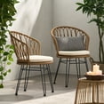 thumbnail image 2 of GDF Studio Cowen Outdoor Wicker Dining Chairs with Cushion, Set of 2, Light Brown, Black, and Beige, 2 of 8