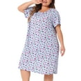 thumbnail image 2 of DARING DIVA Women's Plus Short Sleeve Round Neck Sleepwear 1X Light Blue, 2 of 6