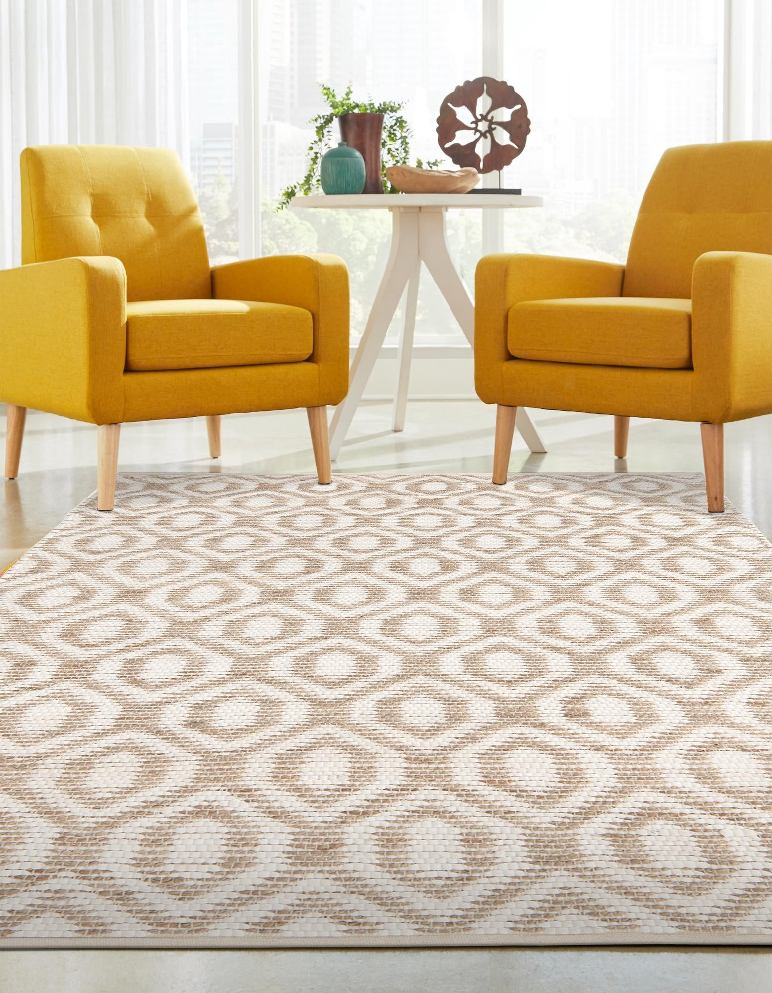 Unique Loom Chindi Jute Collection Area Rug (2' x 3' 1" Rectangle White/Natural)