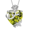 thumbnail image 1 of Juwaliy 15MM Mujer Rose Collar de Corazón Piedra de Nacimiento de Agosto Dije de Flor Mariposa de Plata Esterlina 925 Peridoto Verde Joyería Regalo de Navidad Cumpleaños Día de la Madre, 1 of 7