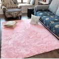 thumbnail image 2 of Softlife Stylish Soft Shaggy Velvet Carpet for Living Room/Bedroom, Fluffy Area Rugs, 4' x 5.9' , Pink, 2 of 8
